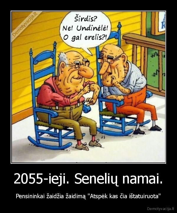 2055-ieji. Senelių namai. - Pensininkai žaidžia žaidimą 