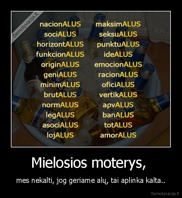 Mielosios moterys,  - mes nekalti, jog geriame alų, tai aplinka kalta..