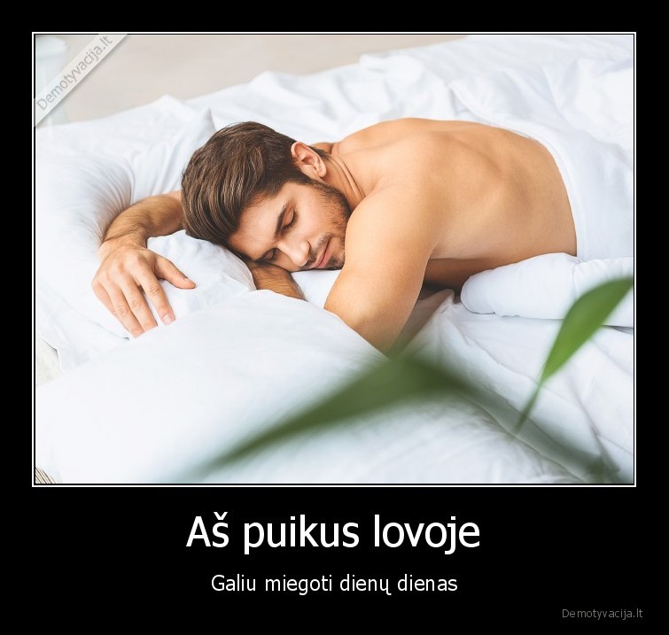 Aš puikus lovoje - Galiu miegoti dienų dienas. 